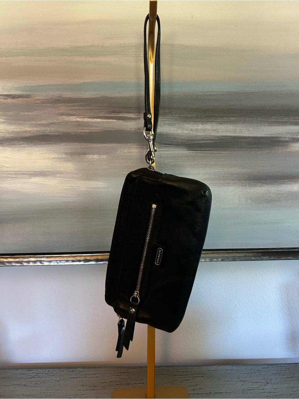Coach Daisy Vintage Black Leather Wristlet. Excellent Condition